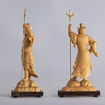 Amazon.co.jp: 極小仏 泥足毘沙門天 13cm（木製：ツゲ 金泥仕上